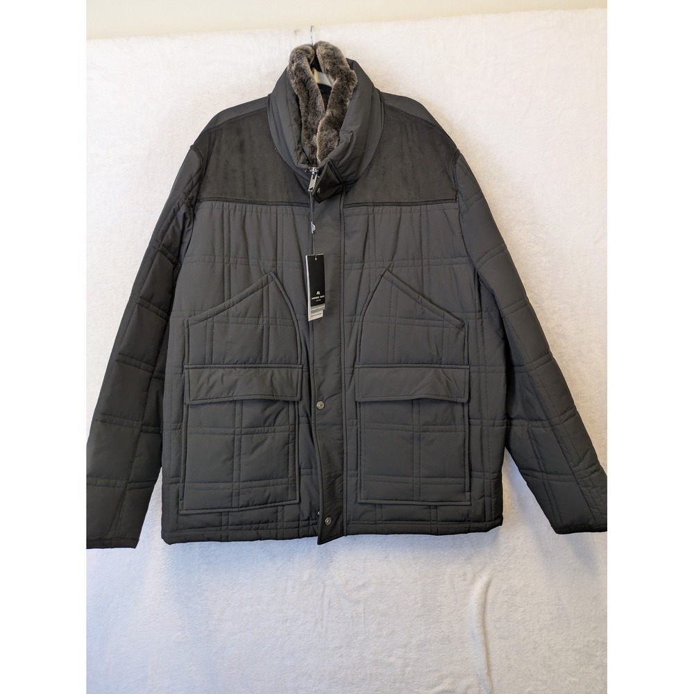 Andrew Marc Mens XXL Quilted Water‎ Resistant Faux Fur Trim Jacket